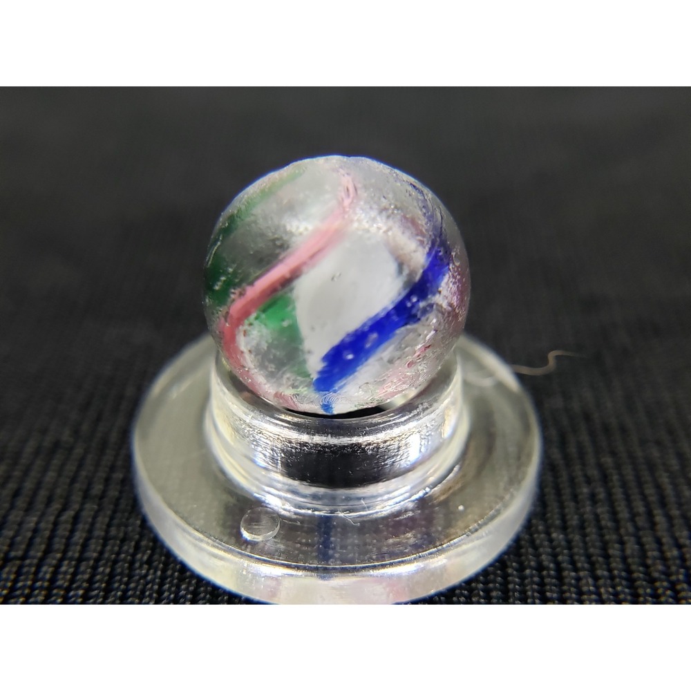 Blue Pink Green Color Glass White Solid Core Swirl marble RARE 7/16'' #226